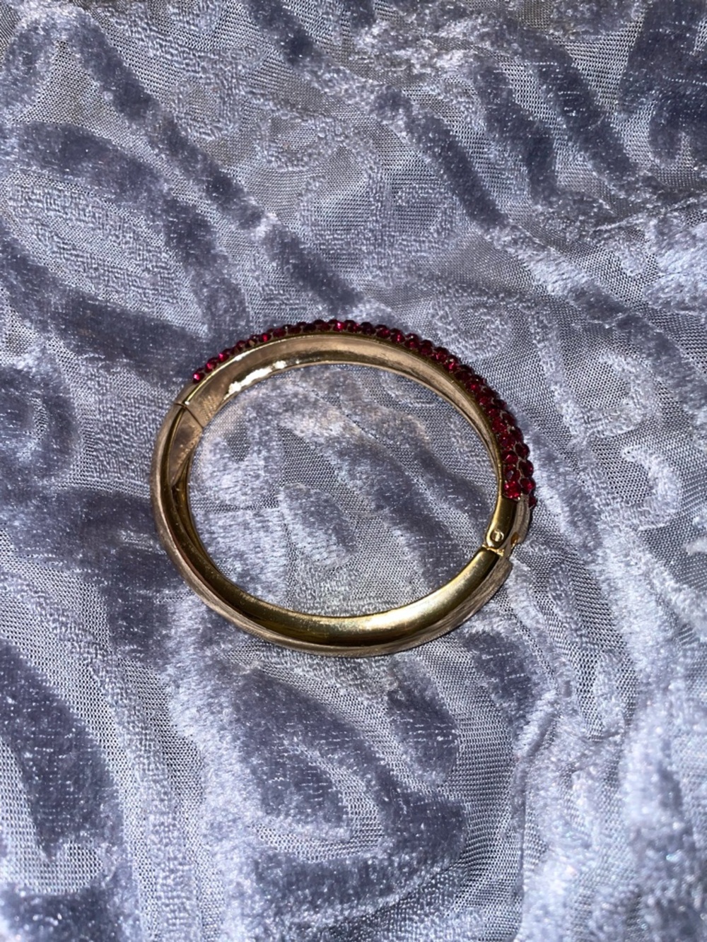 Rhinestone Pave Red Crystal Bangle Bracelet - Picture 2 of 5